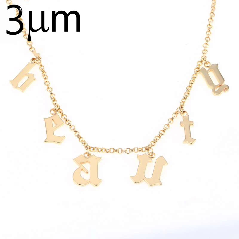 3U Old English Name Necklace Gothic Choker Vintage Font Personalized Tiny Letter
