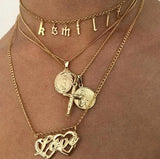 3U Old English Name Necklace Gothic Choker Vintage Font Personalized Tiny Letter