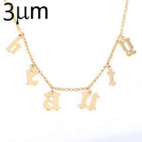 3U Old English Name Necklace Gothic Choker Vintage Font Personalized Tiny Letter