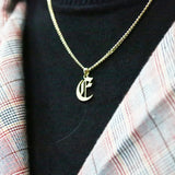 Old English Style Initial Letter Necklace Vintage Font Personalized