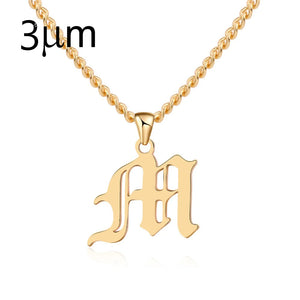 Old English Style Initial Letter Necklace Vintage Font Personalized