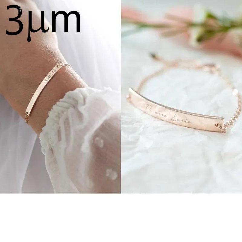 Personalized Bar Bracelet Initial Bridesmaid Gift Name Custom Jewelry