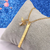 Personalized Initial Tiny Bar Honeycomb Necklace Bee Pendant Birthday Gift