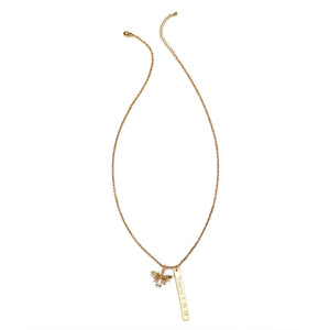 Personalized Initial Tiny Bar Honeycomb Necklace Bee Pendant Birthday Gift