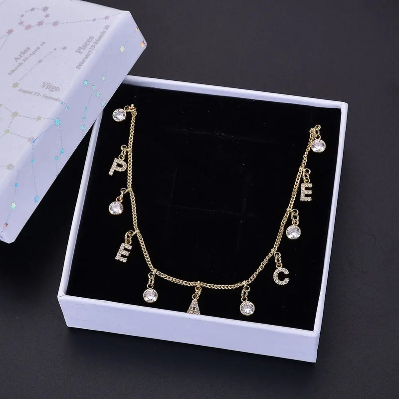 3U Rhinestone Name Necklace Personalized Pendant Necklace
