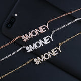 3UMeter Stainless Steel Choker Necklace with Zirconia Name Pendant for Women