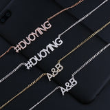 3UMeter Stainless Steel Choker Necklace with Zirconia Name Pendant for Women