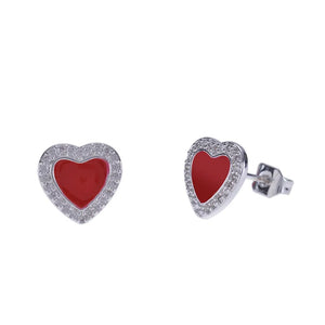 Personalized Heart Enamel Zircon Letter Stud Earrings