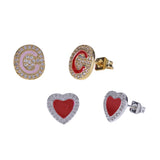 Personalized Heart Enamel Zircon Letter Stud Earrings