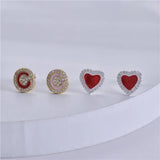 Personalized Heart Enamel Zircon Letter Stud Earrings