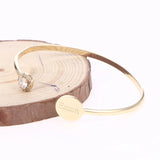 3UMeter Zircon Love Cuff Bangle Personalized Engraved Disc Bracelet