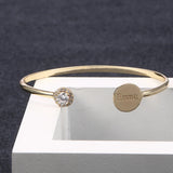 3UMeter Zircon Love Cuff Bangle Personalized Engraved Disc Bracelet