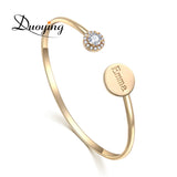 3UMeter Zircon Love Cuff Bangle Personalized Engraved Disc Bracelet