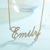 3U Zircon Letter Diamond Name Necklace Personalized Rhinestone Gift