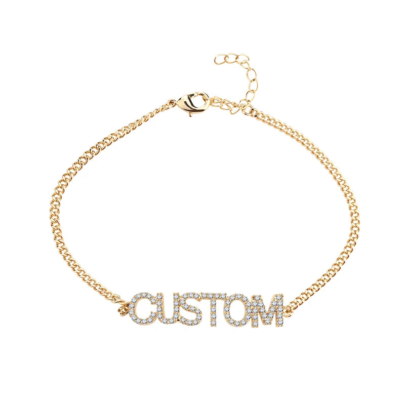 26 Letter Name Bracelet Personalized Baby CZ Pendent Anklet Gift