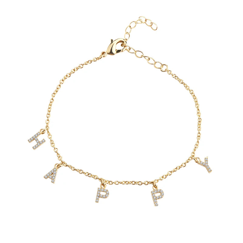 Custom Baby Bracelet with CZ Pendent - Personalized Name Anklet Gift