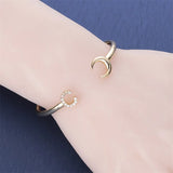Copper CZ Moon Bangle Bracelet for Women