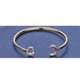 Copper CZ Moon Bangle Bracelet for Women