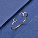Copper CZ Moon Bangle Bracelet for Women