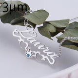 Name Necklace with Birthday Stone & Heart, Stainless Steel Zirconia Jewelry
