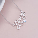Name Necklace Birthday Stone Zirconia Heart Personalized Name Jewelry