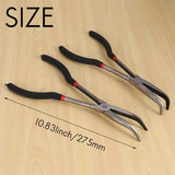 3X 11 Inch Nose Pliers Set Straight Bent Tip Mechanic Grip Hand Tool