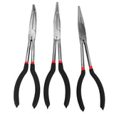 3X 11 Inch Nose Pliers Set Straight Bent Tip Mechanic Grip Hand Tool