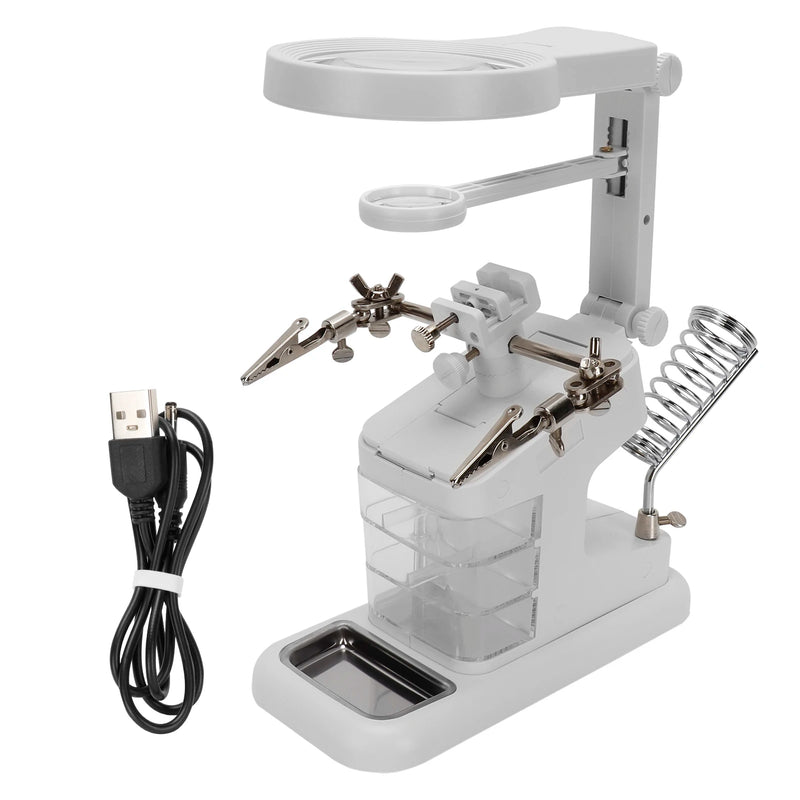 3X 4.5X 25X Magnifying Glass with LED Light Lens Clip Loupe Desktop Magnifier