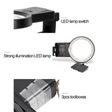 3X 4.5X 25X Magnifying Glass with LED Light Lens Clip Loupe Desktop Magnifier
