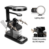 3X 4.5X 25X Magnifying Glass with LED Light Lens Clip Loupe Desktop Magnifier