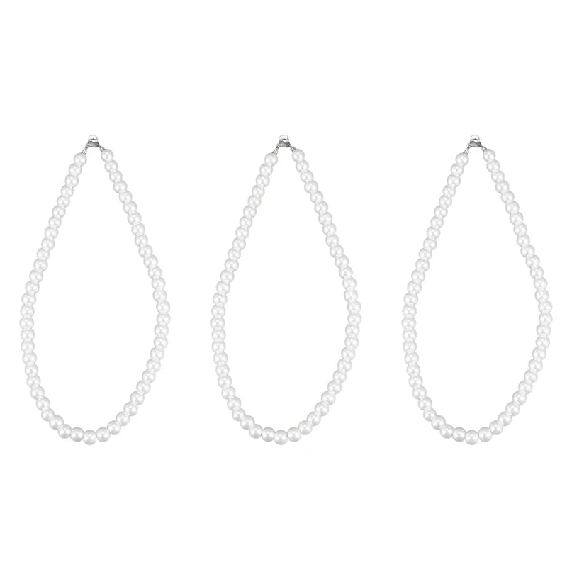 3X Charm Pearl Necklace Metal Clasp Elegant Accessory