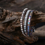 Heart Leather Wrap Beaded Bracelet Cuff Jewelry