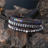 Heart Leather Wrap Beaded Bracelet Cuff Jewelry