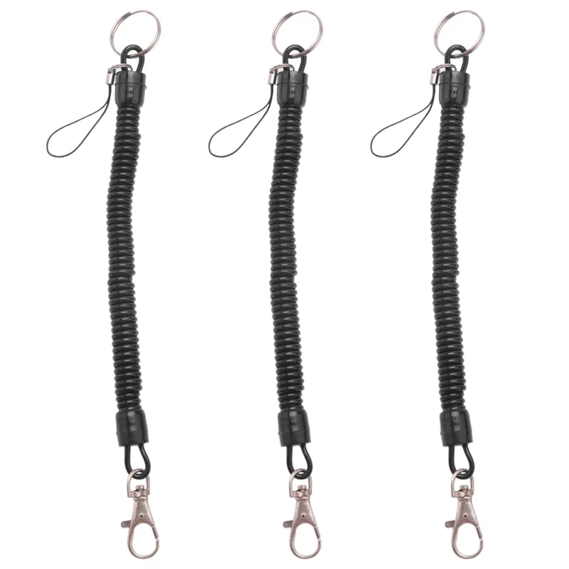 3X Lobster Clasp Spring Coil Cord Strap Keychain Key Chain