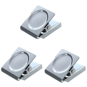 3X Silver Tone Spring Loaded Memo Ticket Magnetic Clip