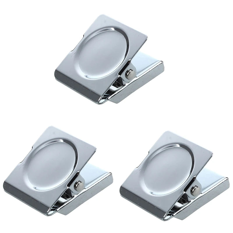 3X Silver Tone Spring Loaded Memo Ticket Magnetic Clip