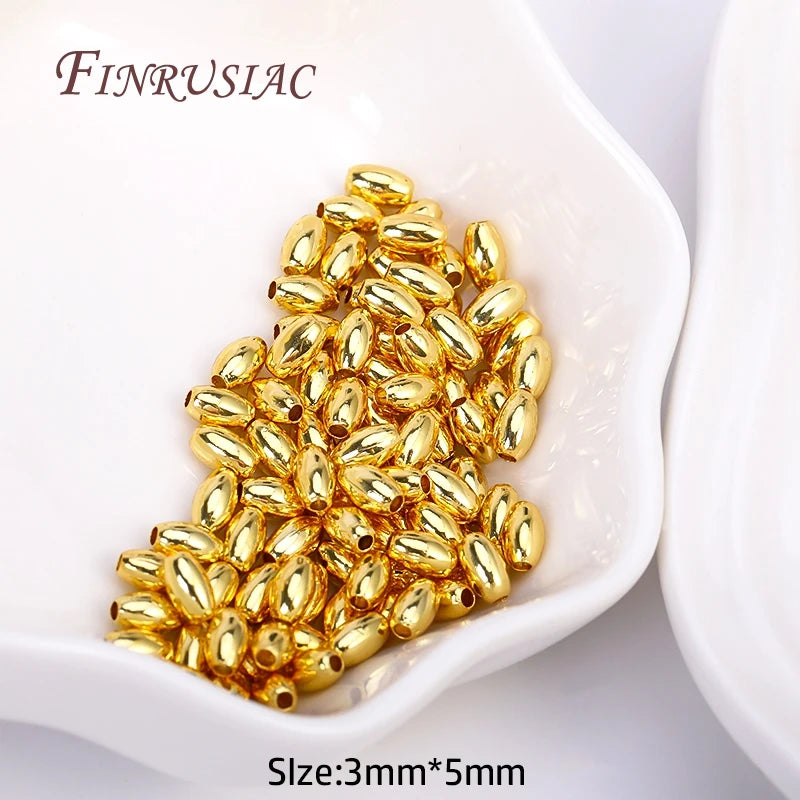 18K Plated Oval Spacer Beads for Jewelry Making DIY Findings