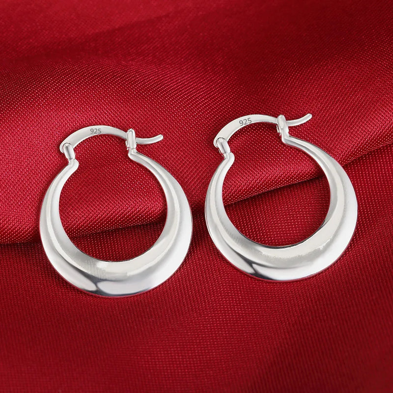 925 Stamp Silver Hoop Earrings Women Creativity Crescent Engagement Jewelry
