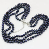 Natural Freshwater Pearl 7-8mm Round Beads Necklace Lady Chain Wedding Gift