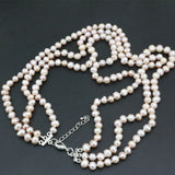 Natural Freshwater Pearl 7-8mm Round Beads Necklace Lady Chain Wedding Gift