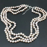 Natural Freshwater Pearl 7-8mm Round Beads Necklace Lady Chain Wedding Gift