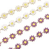 Enamel Flower Charm Chains Stainless Steel Golden Link Chains 10MM