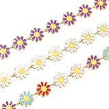Enamel Flower Charm Chains Stainless Steel Golden Link Chains 10MM