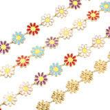 Enamel Flower Charm Chains Stainless Steel Golden Link Chains 10MM
