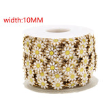 Enamel Flower Charm Chains Stainless Steel Golden Link Chains 10MM