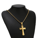 3-Layer Stainless Steel Cross Pendant Necklace 24" Box Chain