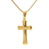 3-Layer Stainless Steel Cross Pendant Necklace 24" Box Chain