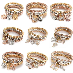 Elastic Bracelets & Bangle Crystal Tree of Life Owl Key Charm Jewelry