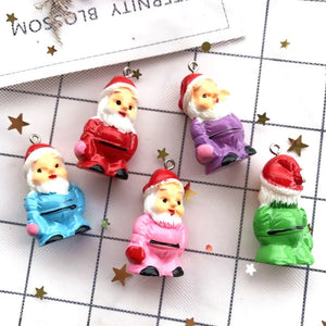 Santa Claus Tree Earring Charms for Christmas DIY Decoration