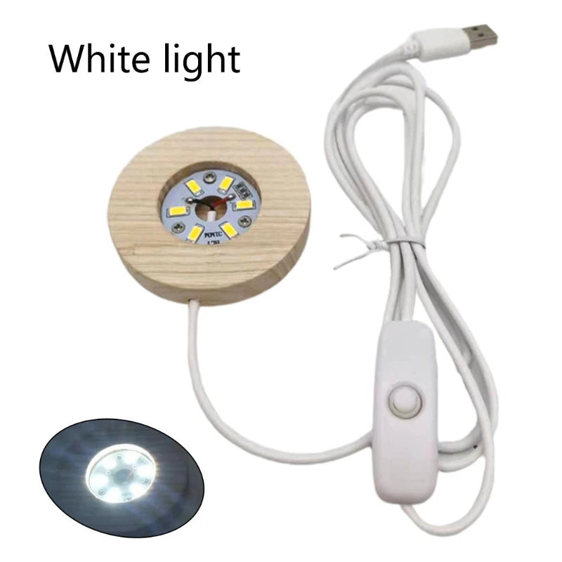 Wooden LED Display Stand Night Light Base for Glass Ball Crystals